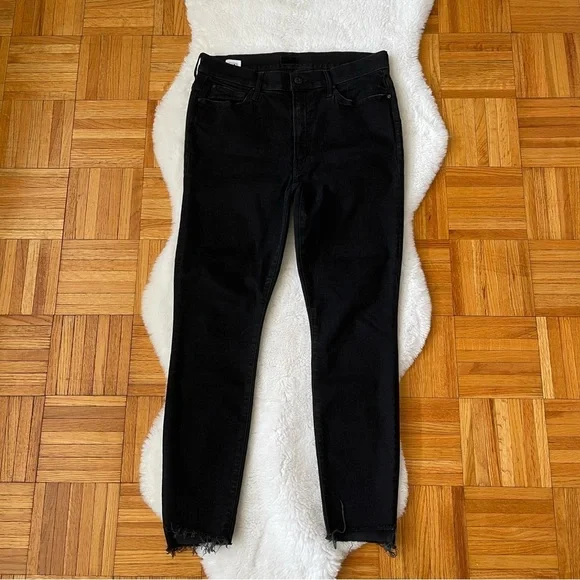 MOTHER Stunner Zip Ankle Fray Hem High Rise Jeans in Not Guilty